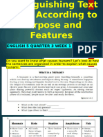 ENGLISH QUARTER 3 WEEK 1-Distinguishing Text Types According to Purpose and Features