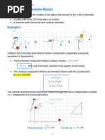 Unit 1 Kinematics - 2D Motion (Projectile) Notes