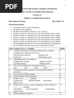 COMPUTER SCIENCE CLASS XI QUESTION PAPER HY EXAM 2024-25