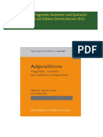 Adpositions Pragmatic Semantic and Syntactic Perspectives 1st Edition Dennis Kurzon (Ed.) 2024 scribd download