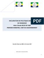 Déclaration de Politique Générale Du Premier Ministre Alain-Claude BILIE-By-NZE (1)