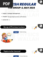 Strategy Implementation and Evaluation 04 _ Class Notes __ Udesh Regular Group 2 May 2024