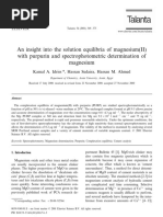 An insight into the solution equilibria of magnesium(II) with purpurin and spectrophotometric determination of magnesium 