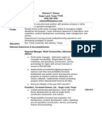 Homebuilding Operations Regional Manager in Houston TX Resume Richard Shaver