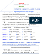 Global success 12 - Practice for The first semester test 3 