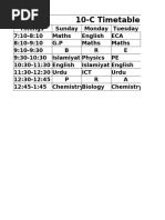 Timetable