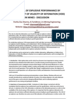 Appraisal of Explosive Performance by Measurement of Velocity of Detonation (Vod) in Mines - Discussion