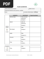 Plano alimentar para Ricardo