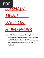 DASHAIN TIHAR VACTION HOMEWORK