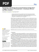 Kim CH, Kim K, Choi Y. Do patients with benign paroxysmal positional vertigo have a higher prevalence of osteoporosis A systematic review and meta-analysis. J Pers Med. 2024 Mar 13;14(3)303.