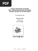 Product Specification and Design SAP - External Sales and Use Tax System Interface Overview For The SAP System