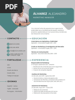 Currículum Marketing Moderno Verde y gris