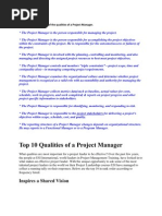 Cb. List and Explain in Brief The Qualities of A Project Manager