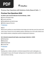 Class 10 Science - Previous Year Questions - Acids Bases and Saltss