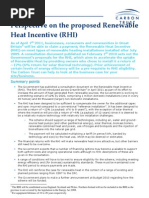 Perspective On The Proposed Renewable Heat Incentive (RHI) : Summary Points