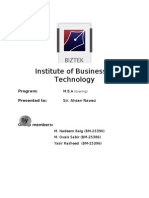 Institute of Business & Technology: Program: Presented To