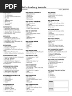 2012 Oscar Ballot