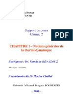 CHAPITRE I - Notions Générales de La Thermodynamique