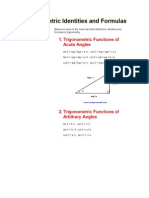 Trigonometric Identities and Formulas