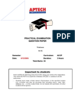 Practical Examination Question Paper: Semester: Curriculum: Accp Date: Duration: 2 Hours Total Marks: 30