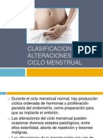 Clasificacion de Alteraciones en El Ciclo Menstrual