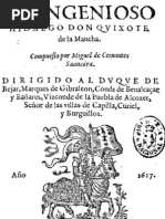 El Ingenioso Hidalgo Don Quixote de La Mancha. Edición Del Año 1.617