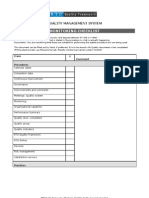 Monitoring Checklist - Quality System