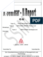 Topic-1: TITAN INDUSTRIES (Product Division) Topic-2: BATA INDIA LIMITED (Product and Marketing) Topic-3: HERO HONDA (Strategies and Overview)