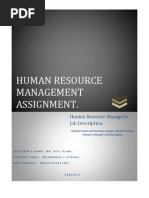 Human Resource Manager's Job Discription Sample