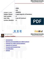 Program: Mba Semester: Iii Subject Code: MB0051 Subject Name: Legal Aspects of Business Unit Number: 2 Unit Title: Law of Contract Lecture Number: 1