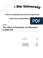 The Effect of Facebook On Education in Bdu Iot