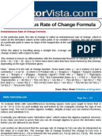 Instantaneous Rate of Change Formula