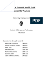 Yakult - A Probiotic Health Drink Competitor Analysis: Marketing Management