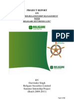 Project Report ON: "Customer Relationship Management Religare Securities LTD"