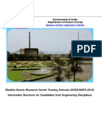 Bhabha Atomic Research Centre Training Schools (OCES/DGFS-2012) Information Brochure For Candidates From Engineering Disciplines