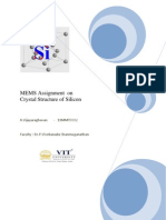 MEMS Assignment On Crystal Structure of Silicon: R.Vijayaraghavan - 11MMT0002