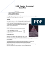 Class Plan For CHEM16682 Applied Chemistry