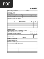 Advance Request: User / Projet To Fill Out Arf#