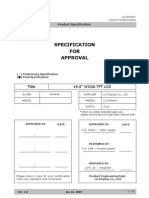 Specification FOR Approval: 19.0" Wxga TFT LCD Title