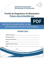 Prueba Diagnóstico Matemática Primer Año Bachillerato