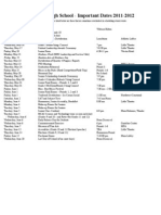 MHS Calendar of Important Dates Updated May 11, 2012