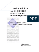 Criterios de Elegibilidad para El Uso de Anticonceptivos