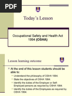 Chapter 14 - OSHA 1994 & Construction Safety