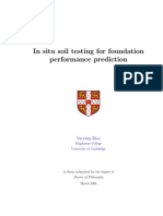 In Situ Soil Testing For Foundation Performance Prediction - Yueyang Zhao 2008 Cambridge PHD Thesis