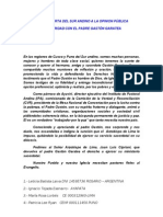 Carta Abierta de Fieles Del SUR ANDINO en Solidaridad Con G GARATEA