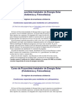 Temario Curso de Proyectista Instalador de Energía Solar CENSOLAR