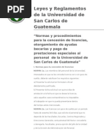 Normas y Procedimientos para La Concesión de Licencias, Otorgamiento de Ayudas Becarias y Pago de Prestaciones Especiales