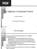 The Objective in Corporate Finance: Stern School of Business