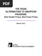 The Texas "Alternatives To Abortion" Program: Bad Health Policy, Bad Fiscal Policy