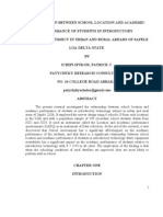 Relationship Between School Location and Academicperformance of Students in Introductorytechnologysubject in Urban and Rural Arears of Sapelelga Delta-State.